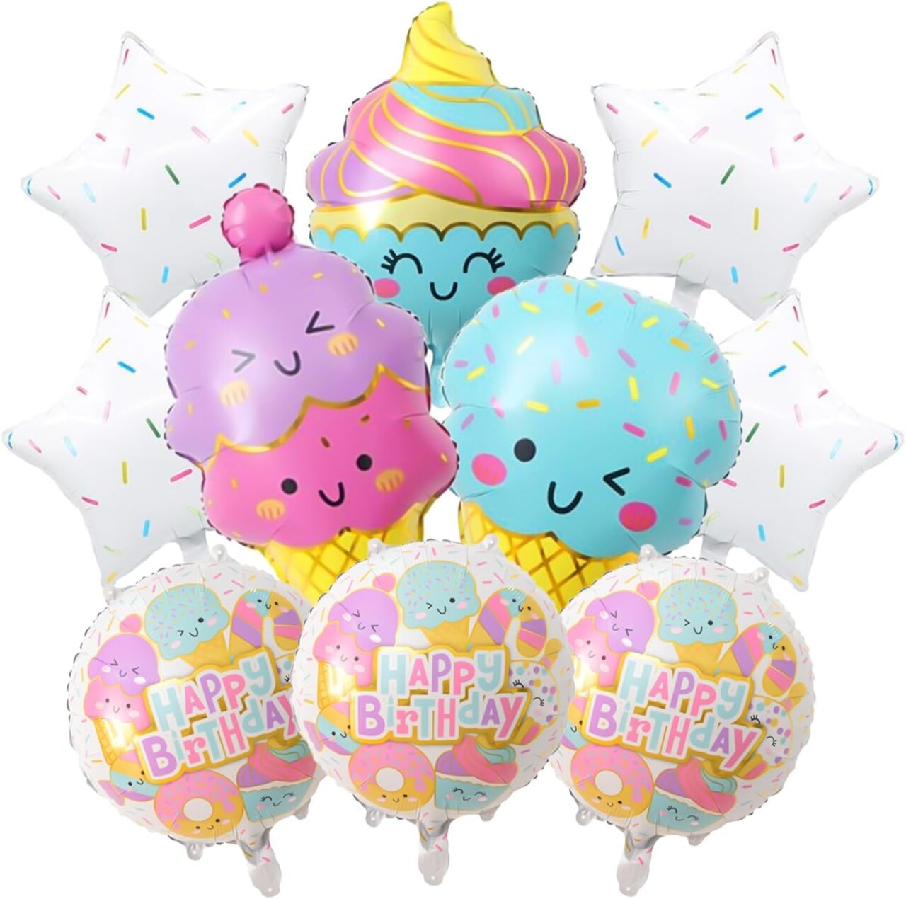 Ice Cream Party Decorations, Ice Cream Balloons And Sprinkle Star Balloons For Two Sweet Birthday Party Supplies, Ice Cream Birthday Party Decorations For Girls